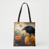 Raven on Pumpkin Tasche (Vorderseite)
