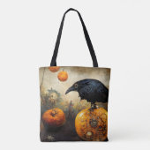 Raven on Pumpkin Tasche (Rückseite)