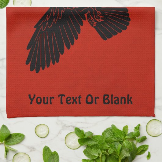 Raven on Red Geschirrtuch (Gefaltet)