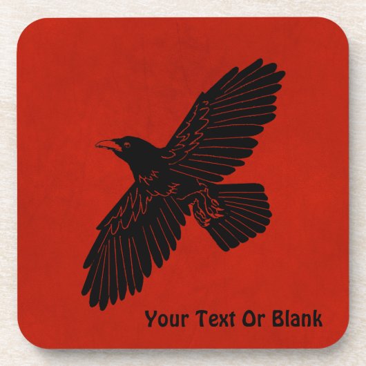 Raven on Red Getränkeuntersetzer (Vorderseite)