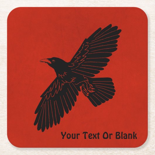 Raven on Red Rechteckiger Pappuntersetzer (Vorderseite)