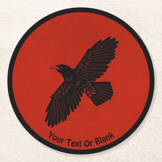 Raven on Red Runder Pappuntersetzer (Vorderseite)