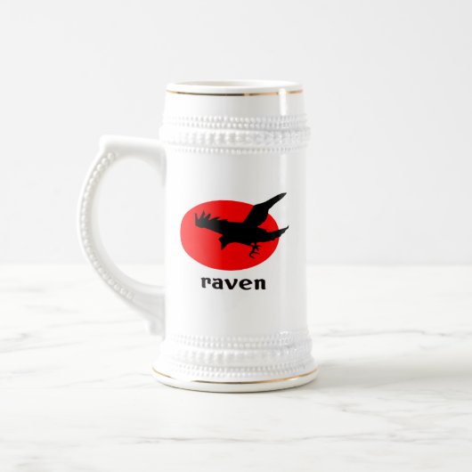 Raven on red sun bierglas (Links)