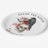 Raven on Skull Blood Tropfen Bat Pappteller (Schrägansicht)