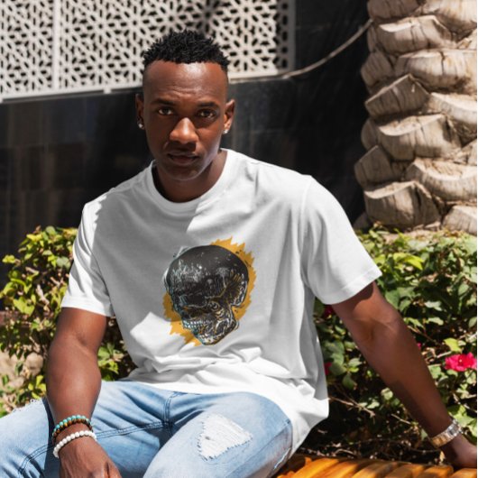 Raven on Skull Illustration T-Shirt