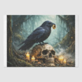 Raven on Skull in the Forest Decoupage Seidenpapier (Vorderseite)