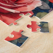 Raven on Skull Rote Rosen Aquamariner Hintergrund Puzzle (Seite)