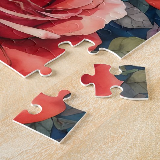 Raven on Skull Rote Rosen Aquamariner Hintergrund Puzzle (Seite)