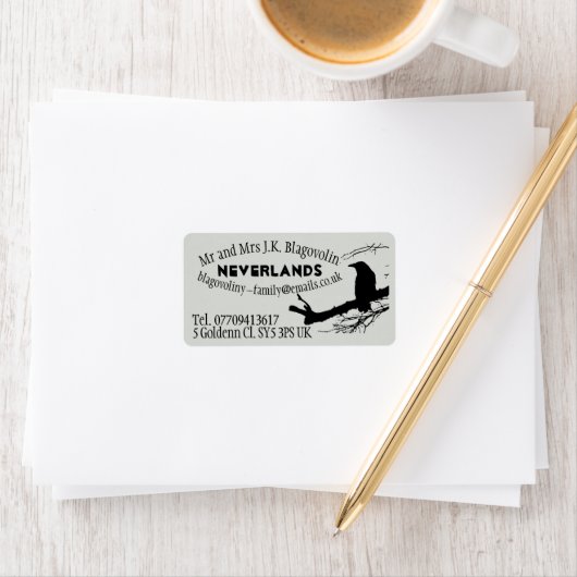 Raven on the Tree Adressaufkleber (Insitu)