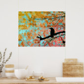 Raven on the Tree and old quilt sky Poster (Küche)