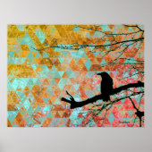 Raven on the Tree and old quilt sky Poster (Vorne)