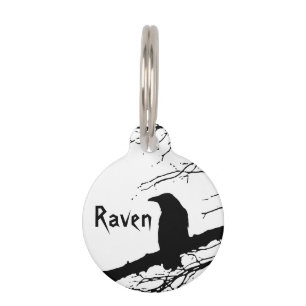 Raven on the Tree Black and White Haustiermarke