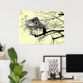 Raven on the Tree, House in Ruins Poster (Heimbüro)