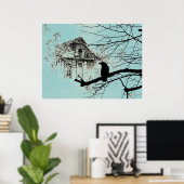 Raven on the Tree, House in Ruins Poster (Heimbüro)
