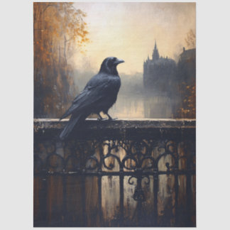 Raven on Wroshed Eisenzaun Gothic Decoupage Seidenpapier