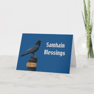 Raven or Crow and Books Samhain Karte