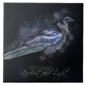 Raven or Crow Stardust Magic Witchcraft Art Tile Fliese (Vorderseite)