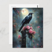 Raven Perched auf einem Grabstein Postkarte (Vorne/Hinten)