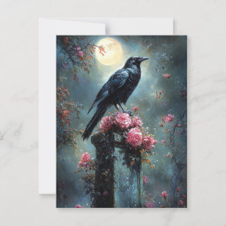 Raven Perched auf einem Grabstein Postkarte