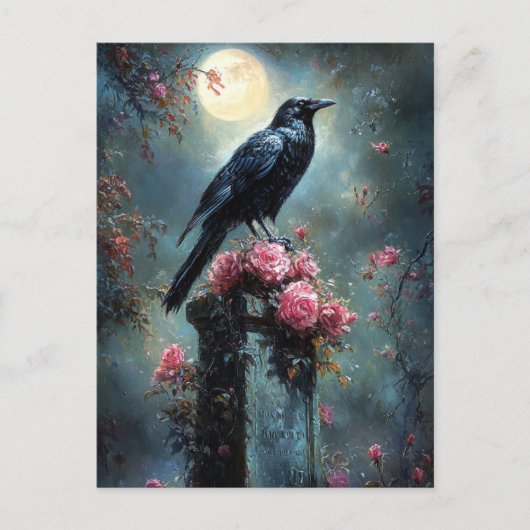 Raven Perched auf einem Grabstein Postkarte (Vorderseite)