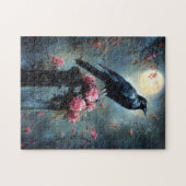 Raven Perched auf einem Grabstein Puzzle (Horizontal)