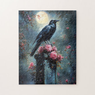 Raven Perched auf einem Grabstein Puzzle