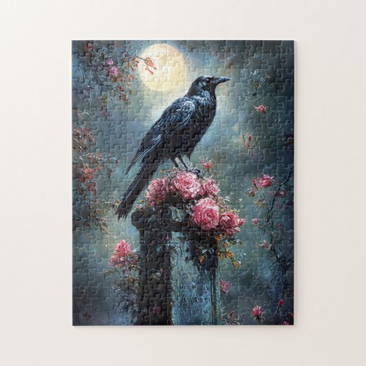 Raven Perched auf einem Grabstein Puzzle (Vertikal)