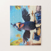 Raven Playing Drums On Tropical Beach Puzzle (Vertikal)