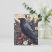 Raven Poe Collage Postkarte (Stehend Vorderseite)