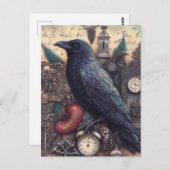 Raven Poe Collage Postkarte (Vorne/Hinten)