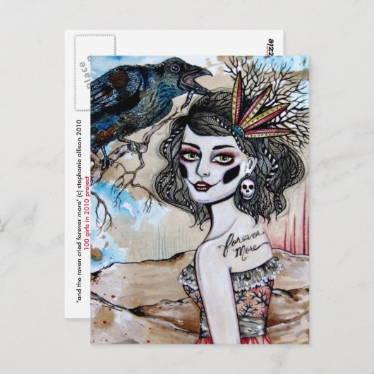 Raven Postkarte (Vorne/Hinten)