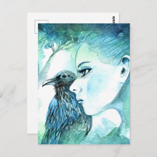 Raven Postkarte (Vorne/Hinten)