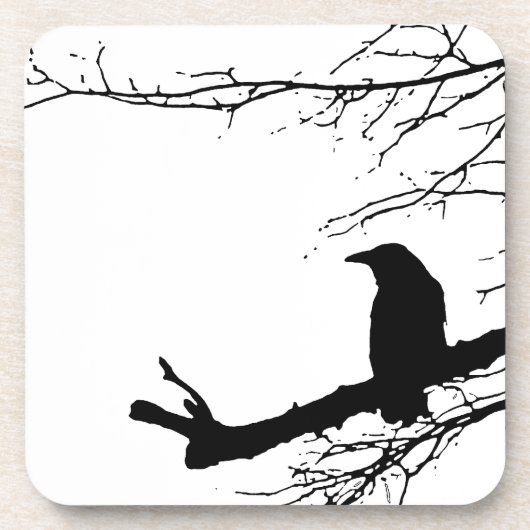 Raven Ravenware Black Bird Silhouette Untersetzer (Vorderseite)
