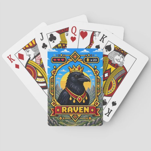 Raven Retro 8-Bit Pixelkunst Spielkarten (Rückseite)