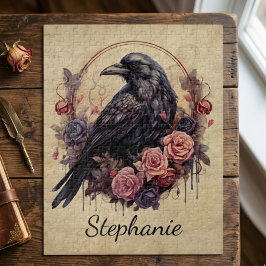 Raven & Roses – Gothic Floral Geschenk für Sie Puzzle