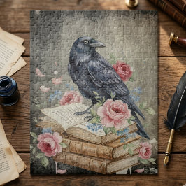Raven & Roses Gothic Puzzle – Dunkle Blumen-Vogel-