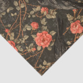 Raven Rote Rose Bramble Illustration Dark Gothic Seidenpapier (Detail)