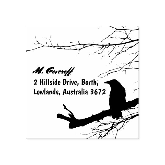Raven Rücksendeadresse Briefmarke Gummistempel (Prägung)