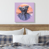 Raven Ruffling Feathers Rooding Crow Bird Art Leinwanddruck (Insitu (Schlafzimmer))