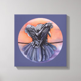 Raven Ruffling Feathers Rooding Crow Bird Art Leinwanddruck