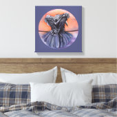 Raven Ruffling Feathers Rooding Crow Bird Art Leinwanddruck (Insitu (Schlafzimmer))