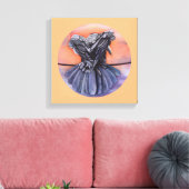 Raven Ruffling Feathers Rooding Crow Bird Art Leinwanddruck (Insitu (Wohnzimmer))