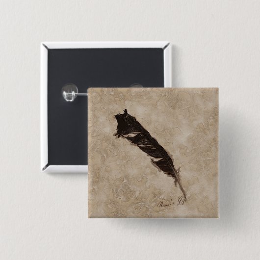 Raven’s Feather Bird-lover Crow design Button (Vorne & Hinten)