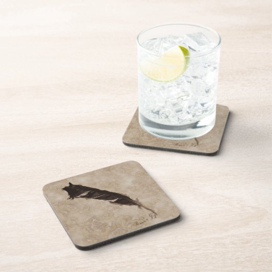 Raven’s Feather Bird-lover Crow design Getränkeuntersetzer (Rechte Seite)