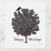 Raven schmückt Weihnachtsbaum Weinetikett (Einzelnes Label)