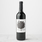 Raven schmückt Weihnachtsbaum Weinetikett (Vorderseite)