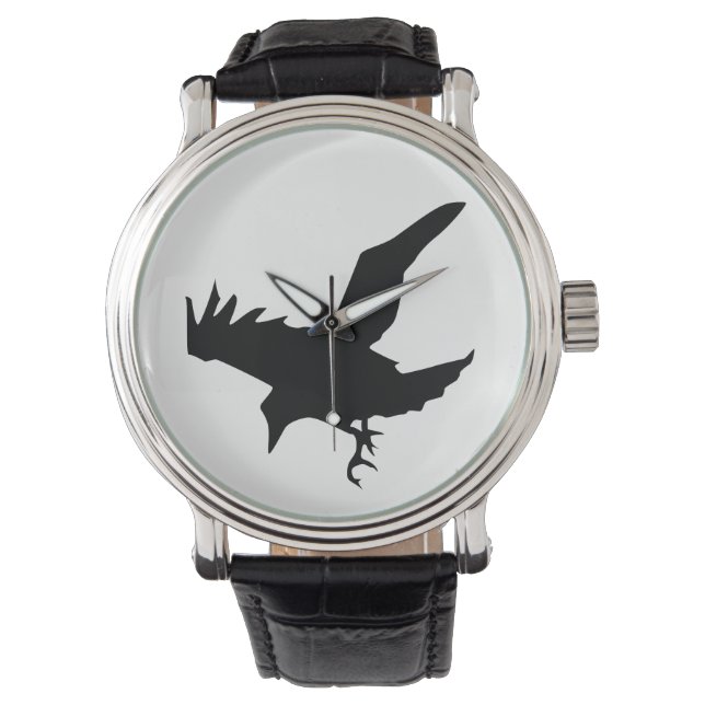 Raven Silhouette Armbanduhr (Vorderseite)