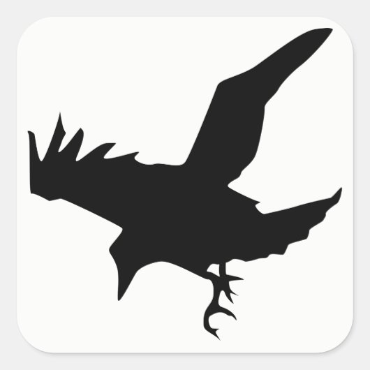 Raven Silhouette Quadratischer Aufkleber (Vorderseite)