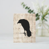 Raven Silhouette - Vintag Retro Ravens & Crows Postkarte (Stehend Vorderseite)