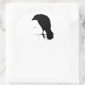 Raven Silhouette - Vintage Goth Ravens & Crows Ovaler Aufkleber (Tasche)
